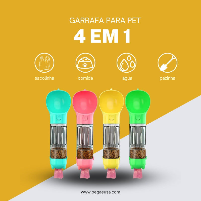 garrafa para pet 4em1© - Limpa, alimenta, nutri e ainda contém um bebedouro!